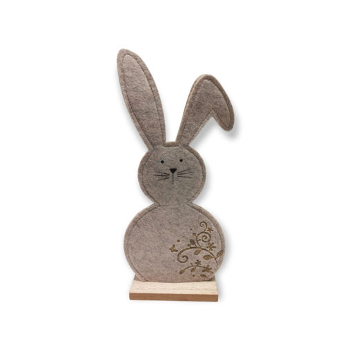 Picture of EASTER FELT RABBIT ON WOOD BASE 31CM